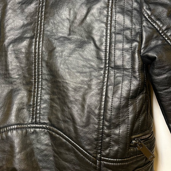 Urban Republic Girls Faux Black Leather Moto Jacket Size S 7/8 - Picture 10 of 13